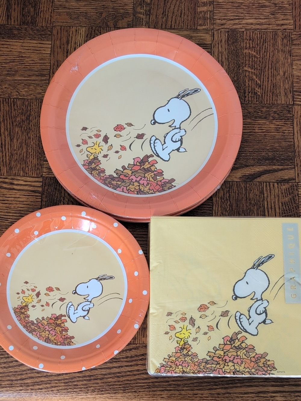 Graphique De France Orange Snoopy & Woodstock Fall Party Plates and Napkins